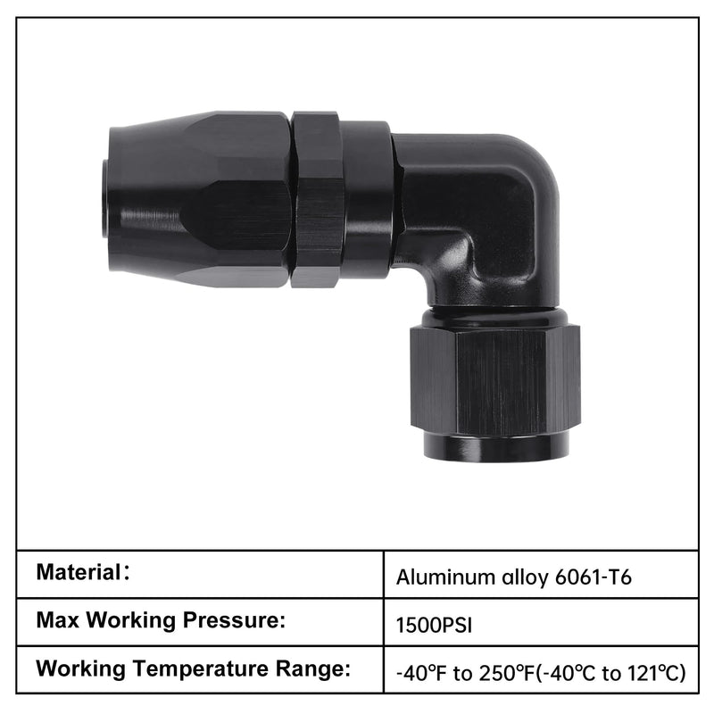 EVIL ENERGY 6AN Hose End Fitting 90 Degree Swivel Low Profile Forged Aluminum for CPE Braided Line
