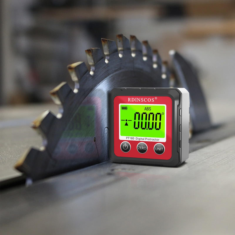 RDINSCOS Digital Angle Finder Magnetic Table Saw Gauge | 4 Sided Magnetic, Protractor Angle Cube, Bevel Gauge PT180/PT183