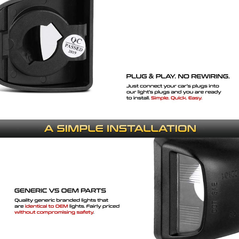 VIPMOTOZ Black Bezel License Plate Light Tag Lamp Housing Assembly Replacement For Chevy Silverado GMC Sierra 1500 2500HD 3500HD Avalanche Cadillac Escalade Tahoe Suburban Traverse Yukon XL