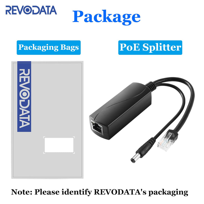 Revotech Gigabit PoE Splitter 48V to 12V 2A, 5.5x2.5mm DC IEEE 802.3af/at Standard Power Over Ethernet Splitter Adapter for Security IP Camera,Voip Phone, AP (PS5712TG-25) 12V 2A DC Plug 5.5x2.5mm DC