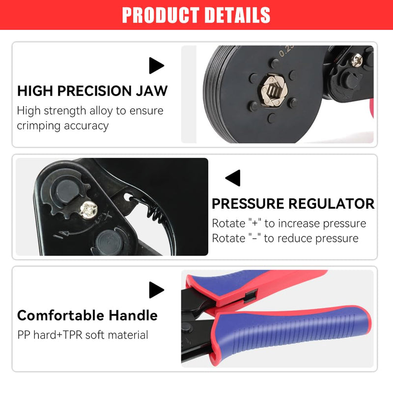 HKS Ferrule Crimping Tool Kit - Hexagonal Ferrule Crimper Plier (AWG 23-7) with Wire Stripper & 1900pcs Wire End-Sleeves Terminals Kit Crimper 10-6+1900PCS+Stripper
