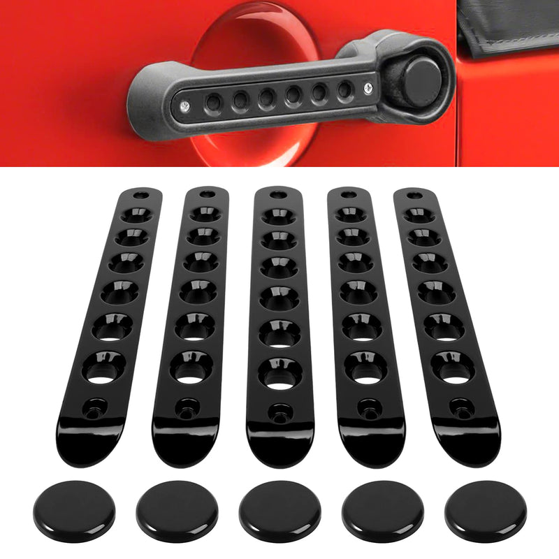 E-cowlboy Grab Handle Inserts Cover+Push Button Knobs Cover Trim for Jeep Wrangler JK JKU Sahara Rubicon Unlimited 2007-2018 Exterior Door Handle Decoration Accessories Aluminum (Black) Black