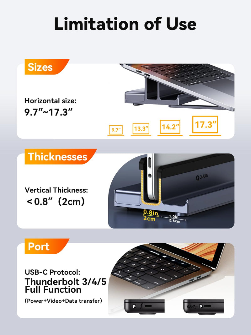 Laptop Docking Station Stand Dual 4K Monitor: QUUGE USB C Docking Station Dual Monitor for Laptop, 2 HDMI (Single 4K@120Hz), 2 USB3.0 Ports, 100W PD, RJ45 Ethernet, Universal Laptop Stand USB C Dock 6IN1