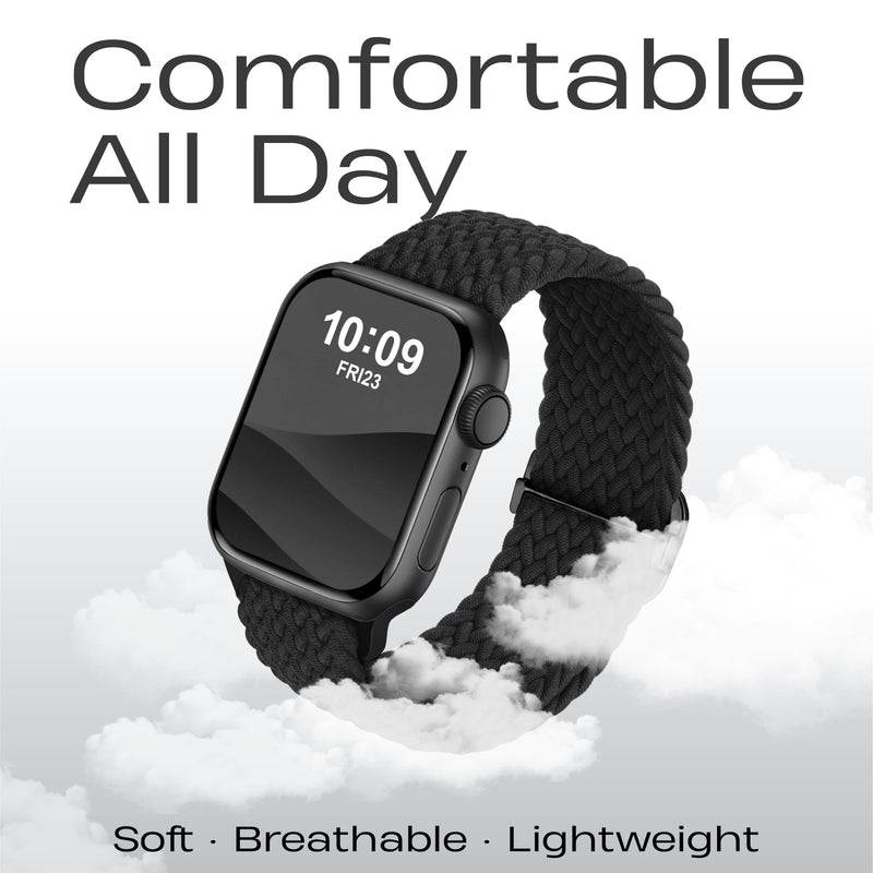 Acextro Braided Stretchy Bands Compatible with Apple Watch Bands Women Men | Compatible with Apple Watch Series 1-11 SE Ultra 40mm 38mm 41mm 42mm 44mm 45mm 46mm 49mm, Nylon, Elastic Sport iWatch Strap Black series 11 10 42mm/41mm/40mm/38mm