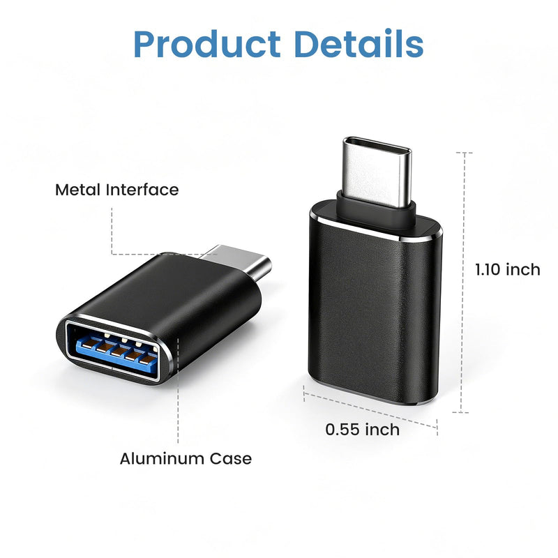 Smays USB C to USB 3.0 Adapter 10-Pack Bulk, Type C Male to USB A Female | OTG Converter for iPhone, MacBook, Samsung