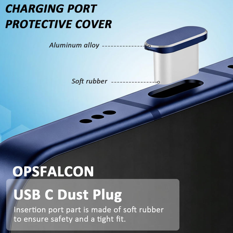 USB C Dust Plug, 4 Pack Metal USB C Port Plug Cover, Charging Port Protector Cover for iPhone 17, 16, 15 Pro Max, Samsung Galaxy, Kindle, Pixel, and All USB C Devices (Blue) Blue