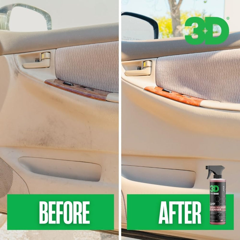 3D LVP Interior Cleaner - Removes Dirt, Grime, Grease, Oil & Stains from Leather, Vinyl & Plastic - Great for Seats, Steering Wheels, Door Panels, Dashboards - Car, Office, Home Use 16oz. 15.89 Fl Oz (Pack of 1)