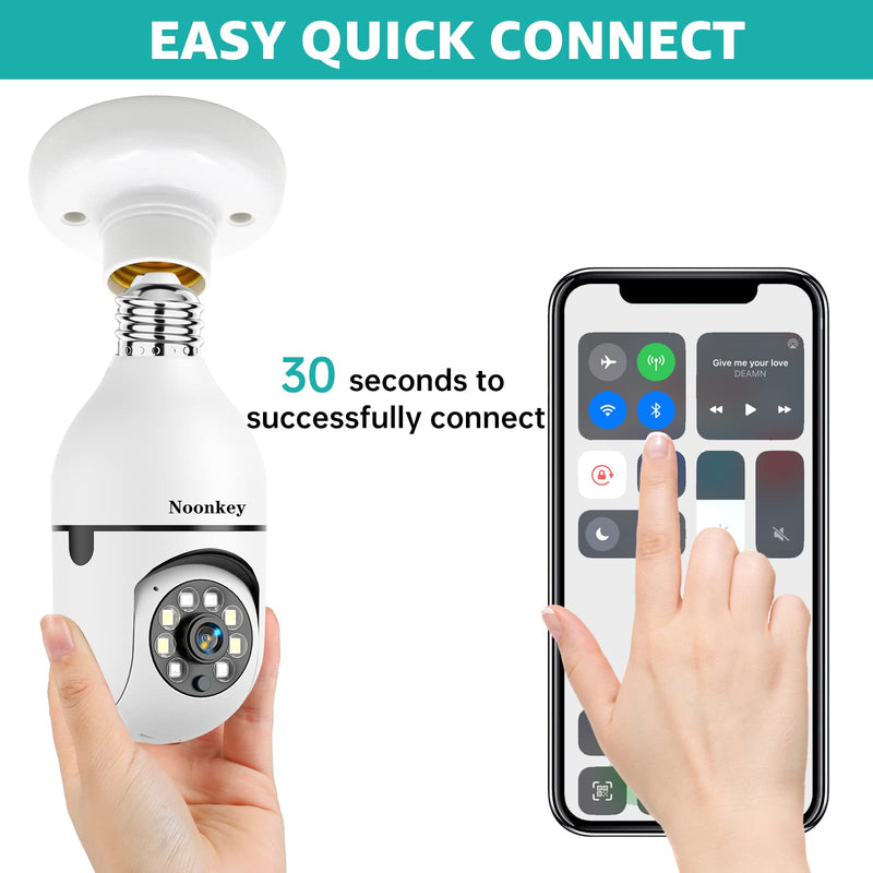 2K/3MP Light Bulb Security Camera, 5G& 2.4GHz WiFi 2 Pack Alexa Home 360° Wireless Security Camera Outdoor, Motion Tracking Detection Alarm,Color Night Vision 2-Pack