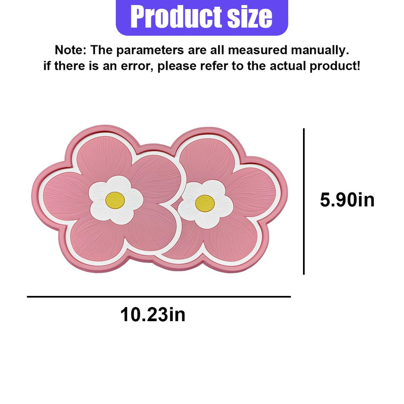 Flower-Shaped Car Dashboard Non-Slip Mat, 10.23''×5.9'' PVC Reusable Dash Gripping Pad, Multifunctional Auto Interior Sticky Organization Accessories for Cell Phone, Key, Coin (PinkWhite) PinkWhite