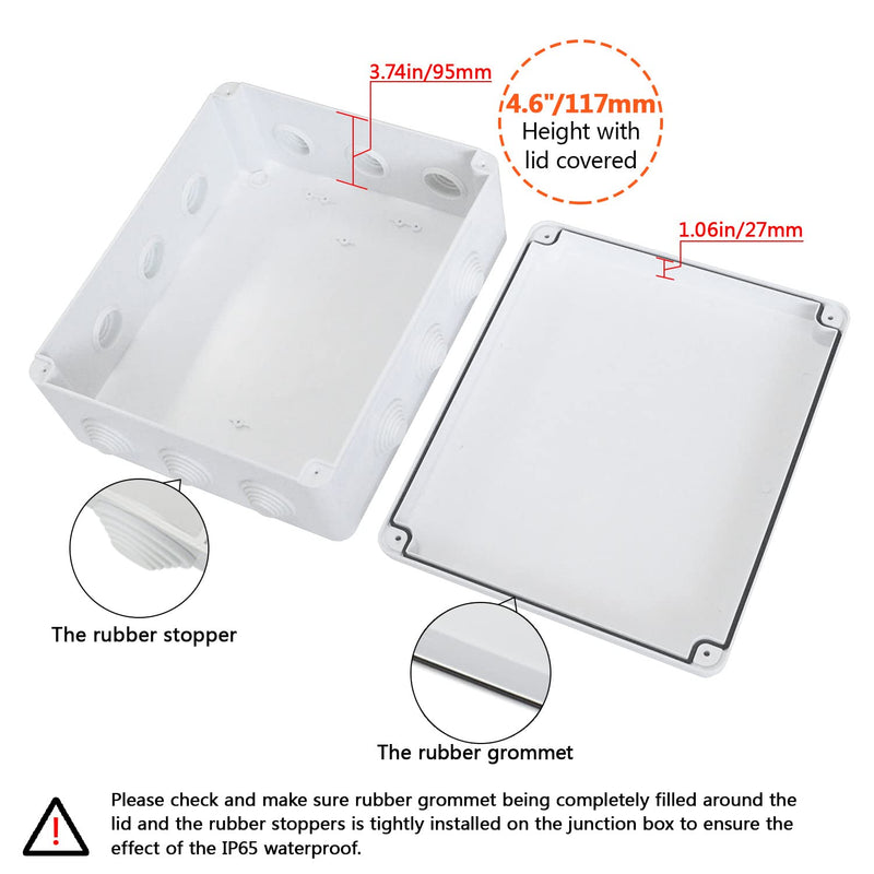 LeMotech ABS Plastic Dustproof Waterproof IP65 Junction Box Universal Electrical Project Enclosure White 11.8 x 9.8 x 4.7 inch (300 x 250 x 120 mm) 11.8" x 9.8" x 4.7" (1pc)