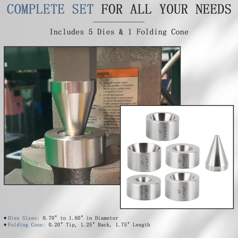 17 Degree Five Piece Set Folding Reduction Die Stainless Steel Stabilizer Folding Cone Die Set Coin Making Tool