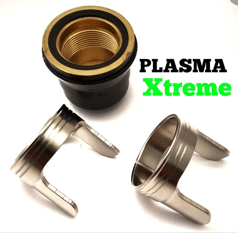 3-Piece kit compatible with Harbor Freight Titanium 45A Plasma Cutter 1-piece Retaining cap and 2-piece double pointed spacers