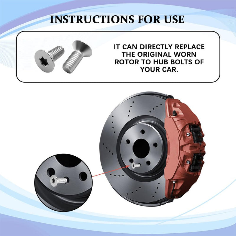 8PCS Brake Disc Rotor Screws, Brake Disc Bolts, Front and Rear Stainless Steel Retaining Screws, Auto Accessories Car Torx Rotor Countersunk Bolts for Buick Chevry GMC, Replace OEM# 11609271