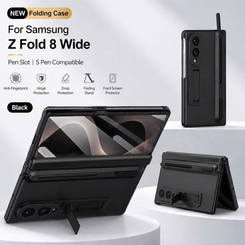 Galaxy Z Fold 8 Wide Case with S Pen Holder & Stylus, Full Body Hinge Case | Galaxy Z Fold 8 & Fold 8 Wide Case with HD Screen Protector, Shockproof Protection Cover, Phone Case mit Hinge & S Pen Stylus Black