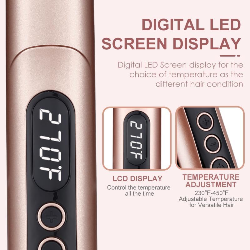 Hair Straightener Flat Iron Digital Display 100°C–230°C, with Glove | Hair Straightener and Curler 2 in 1, Dual Voltage, Ceramic Plates, Lasting Results