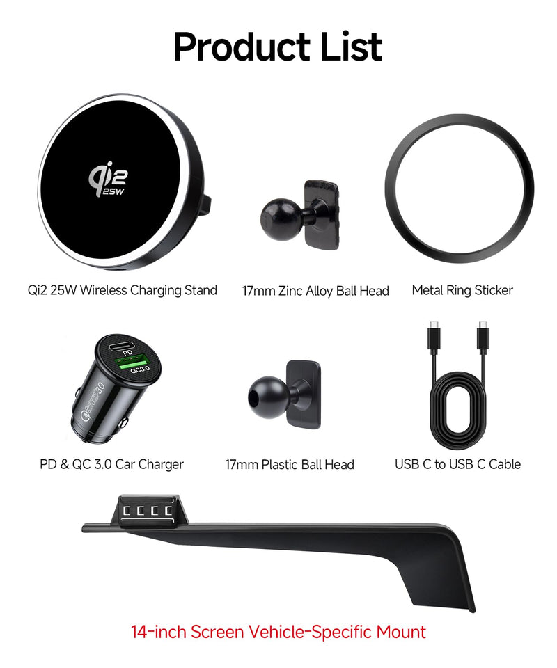 Qi2.2 25W Wireless Charger Car Phone Mount for Lexus RX / Hybrid 2023-2026 | 14" Screen, Magsafe Accessories Fast Charging Magnetic Cell Phone Holder Clip Compatible with iPhone Android,Navigation Stand