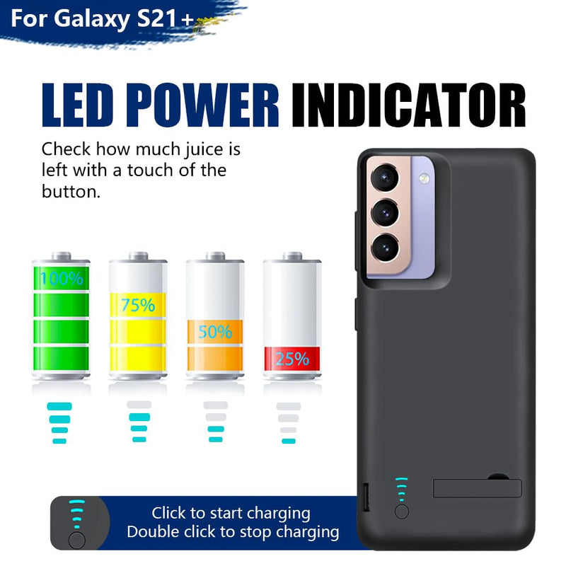 Sitong [Upgraded Battery Case for Samsung Galaxy S21+ 5G, 5000mAh Rechargeable Extended Battery Charging Charger Case, Add 100% Extra Juice (6.7 Inches) Black