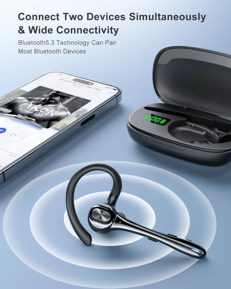 Earbuds Wireless Earpiece Bluetooth Headset Noise Canceling Mic Hands Free | 160H Standby Time Earphones Single Ear Headphone for iphone Android Samsung Cell Phones PC TV Computer Game Trucker Work