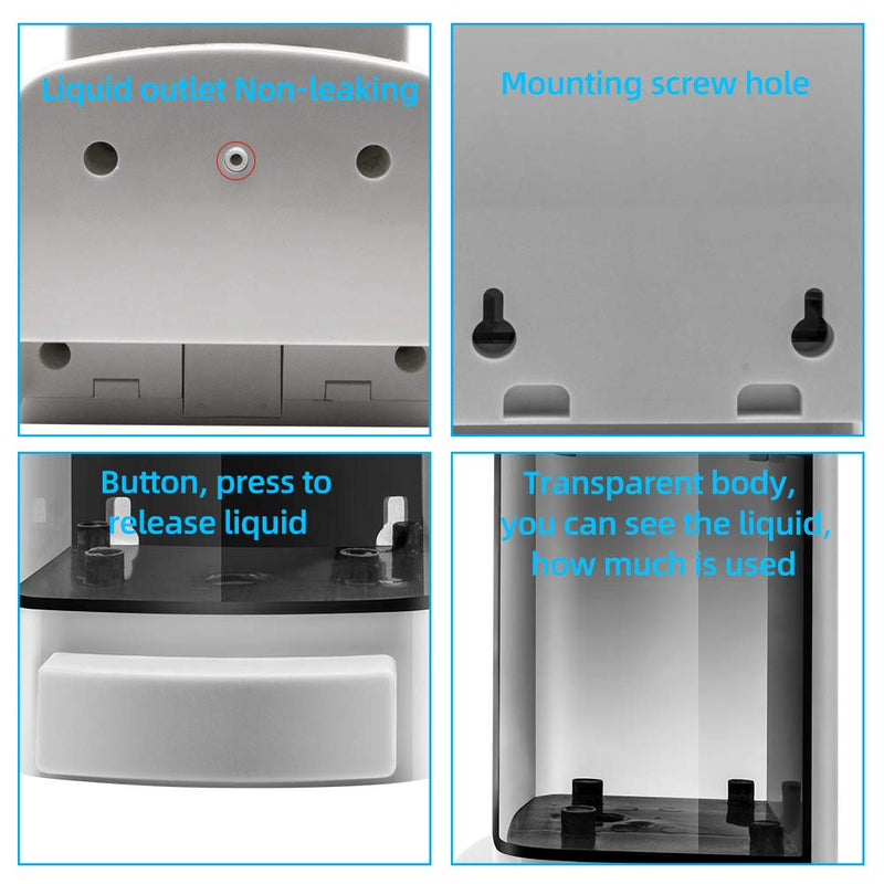 Soap Dispenser Wall Mount, 1000ML Commercial Manual Soap Dispenser Wall Mounted for Bathroom Kitchen Hotel, Shampoo Container Plastic