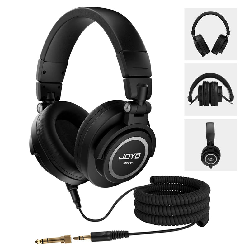 JOYO Studio Monitor Headphones Wired Audio Recording Monitor Headset Over Ear Headphones for Mixer Amplifier Podcast Keyboard Piano Deep Bass 3M Cable (JMH-01) Over-Ear Studio Monitor Black