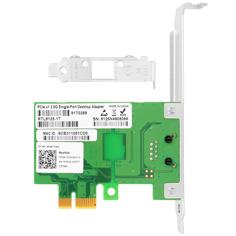 PCIe Ethernet Network Card for Realtek RTL8125B Chipset PCIe 2.1 X1 2.5Gb Single Port RJ45 LAN Card Support Windows Server/Windows/Linux/VMware/ESX XXS-RTL8125B-T1