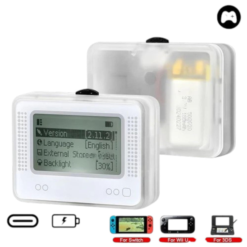 PEGLY Smart NFC Emulator Compatible with Nintendo Switch, 3DS, and Wii U, 1.2" OLED Display, Rechargeable NFC Device with High-Capacity Storage for NFC-Enabled Games