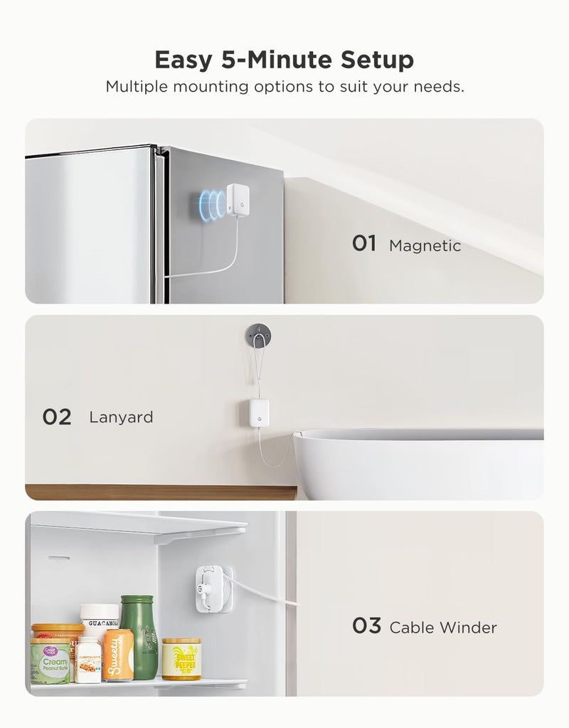 GoveeLife Refrigerator Freezer Thermometer 2 Pack, Bluetooth Temperature Sensor with Alarm, Smart APP Alerts for Fridge/Freezer/Tub(WiFi Gateway Not Included) 2 Sensor