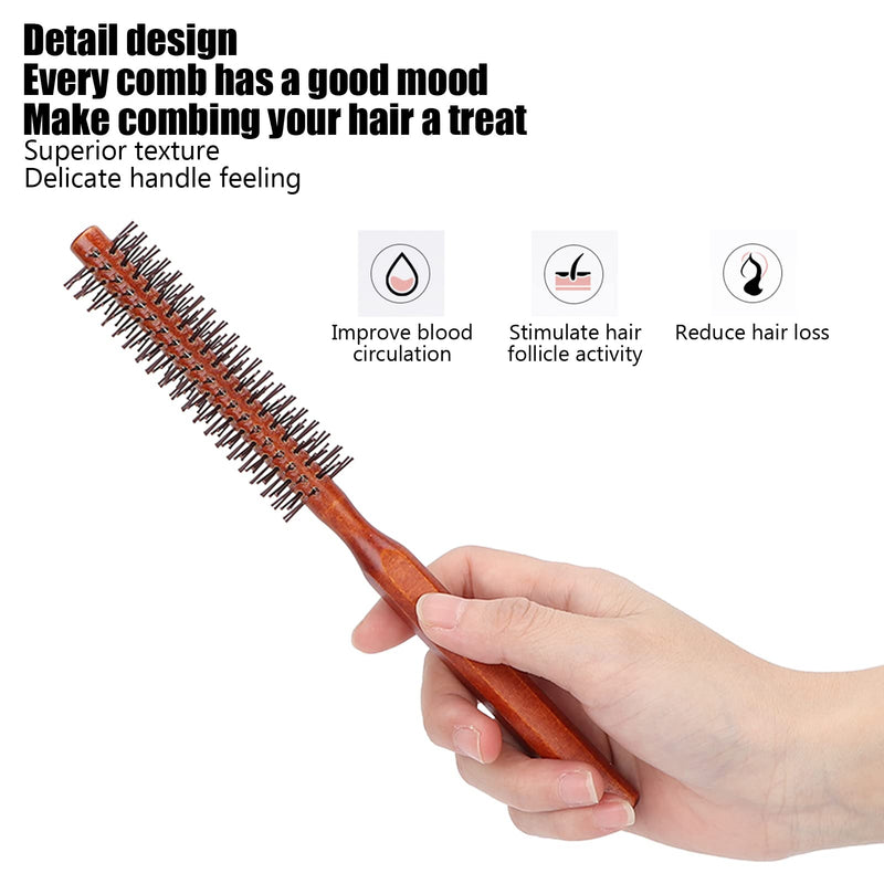Small Round Brush for Short Hair, Mini Quiff Roller for Women and Men, Bangs Beard Styling Lifting Curling Blow Dry Hair Brush 8.3x1.0in