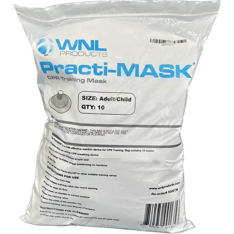 WNL Products 5000TM Practi-Mask Adult/Child CPR Training Mask Includes 10 sets (10 Pack - Adult & Child) 1 Count (Pack of 10)