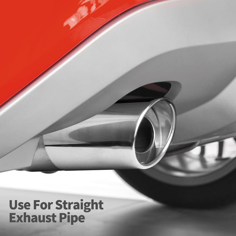 Universal Chrome Exhaust Tip, 1.5"–2.1" Inlet, Stainless Steel, Adjustable Car Muffler Decorative Tip, Fits Pipes with 1.5–2.1" Diameter, 2.24" Outlet, 5.76" Long, Straight Pipe Kit Straight-Silver