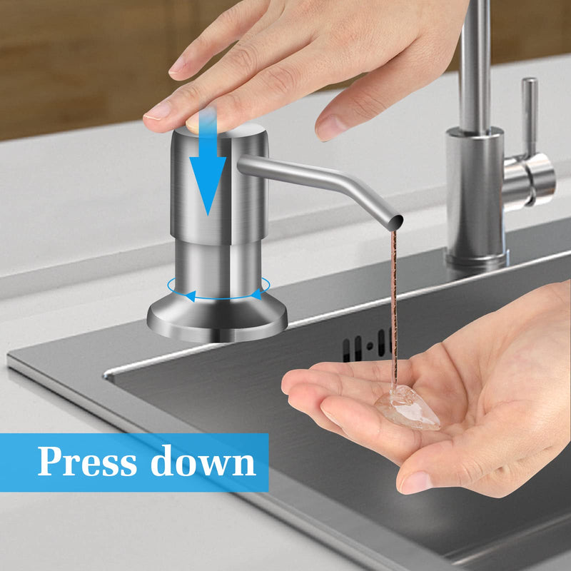 Soap Dispenser for Kitchen Sink and Extension Tube Kit, Stainless Steel SoapDispenser with 47 Inches Tube Connects Directly to Soap Bottle, Hand and Dish Soap Dispenser Pump （Brushed Nickel） Brushed Nickel With 47" Tube Kit