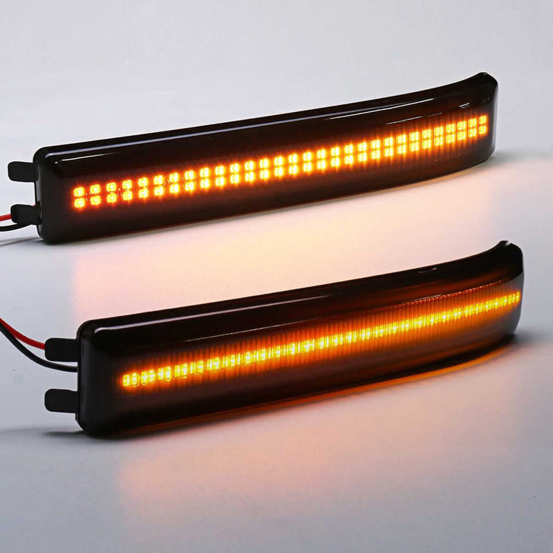  [AUSTRALIA] - 2x Smoked Lens Sequential Amber Full LED Side Mirror Marker Lights Compatible With 2009-2014 Ford F150, 2010-2014 SVT Raptor, Replace OEM Amber Bulb-Less Reflectors
