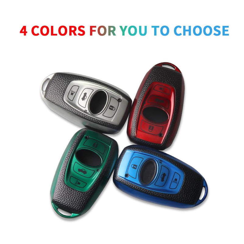 QBUC for Subaru Key Fob Cover Case with Keychain,Car Key Holder fit for Subaru Crosstrek Forester Outback Ascent Impreza Legacy BRZ WRX Sti 4 Buttons Smart Key(Blue) A:blue