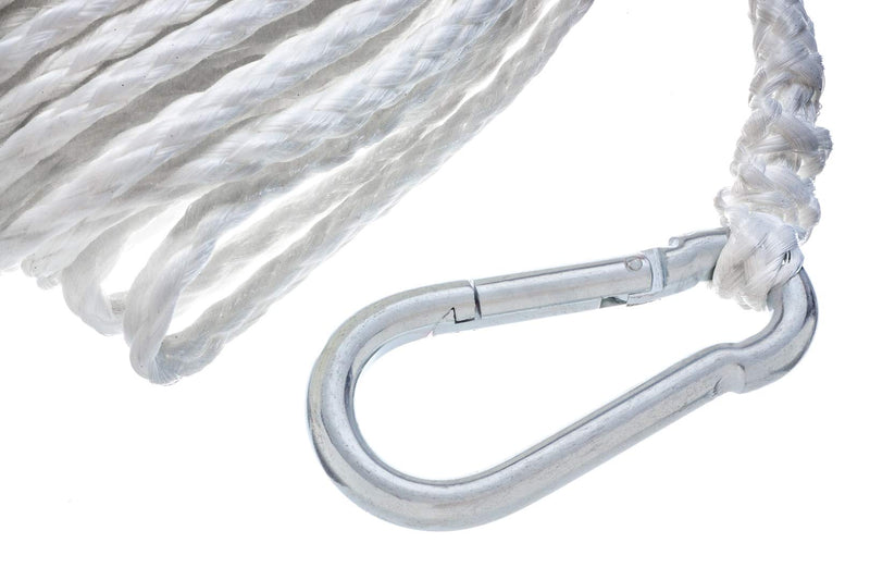 Attwood Hollow Braided Polypropylene Anchor Lines White 1/4-Inch x 50-Feet 1/4" x 50' - Snap Hook