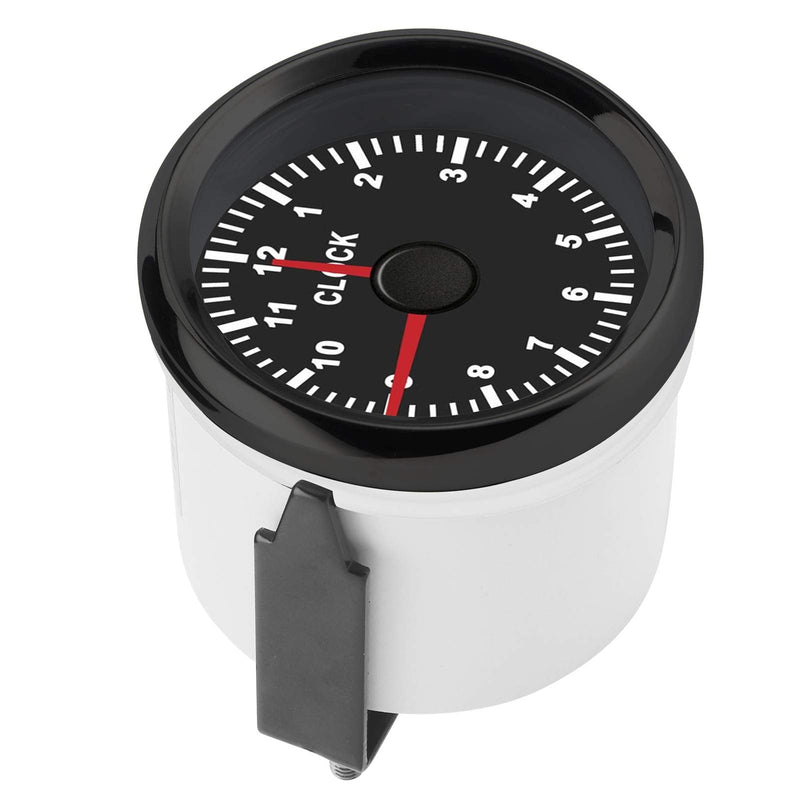 Dial Clock Meter,2in/52mm Clock Gauge Instrument 0?12 Hourmeter Red Backlight 12V/24V for Car Boat Yacht Motorcycle(Black Dial Black Frame) Black Dial Black Frame