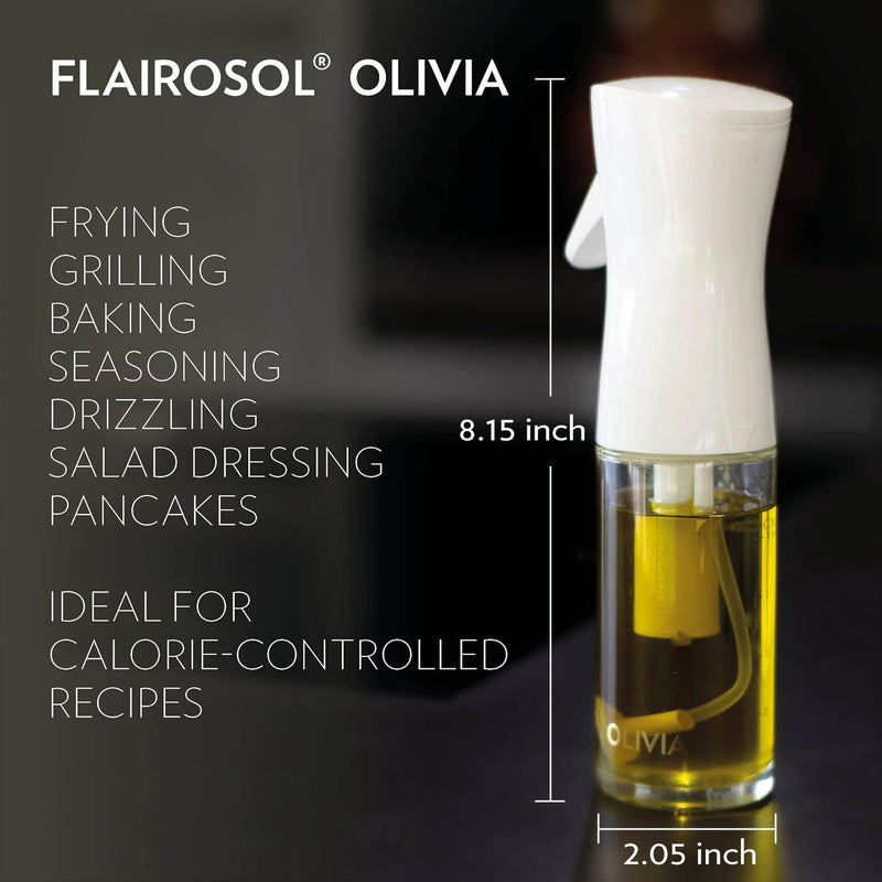 FLAIROSOL OLIVIA. The Original Advanced Oil Sprayer for Cooking, Salads, BBQs and More, Continuous Spray with Portion Control, Trusted by Chefs. Patented Technology. (Glass Bottle) (Golden Leaves) Golden Leaves