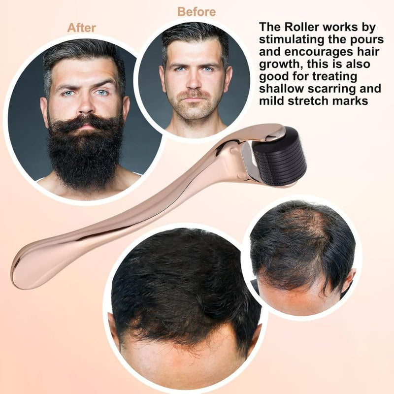 Derma Roller for Skin, Hair & Beard – Women and Men Titanium Microneedling Roller for Face & Scalp, Safe & Easy to Use