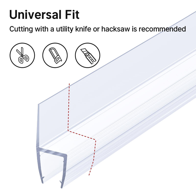AmazerBath Shower Door Side Seal Strip (Set of 2), Frameless Glass Shower Door Seal Strip - Suitable for 3/8 Inch Glass, 78 inch Side Seal 3/8