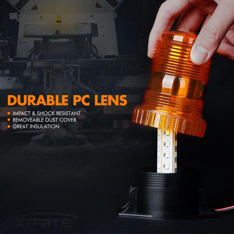 Xprite 30 LED Amber Forklift Beacon Strobe Light Safety Warning Flashing Lights for 10-110V Mower, ATV, Trucks, Tractor, Golf Carts, UTV, Cars, Bus 1 PC