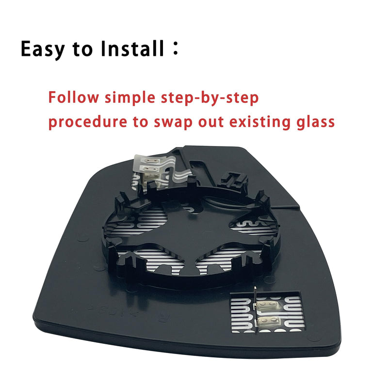 Right Passenger Side Heated Mirror Glass Replacement For 2013 2014 2015 2016 Ford Escape 2013 2014 2015 2016 2017 2018 Ford C-Max - For Ford Escape Side Mirror Glass With Rear Holder Right (Passenger Side)