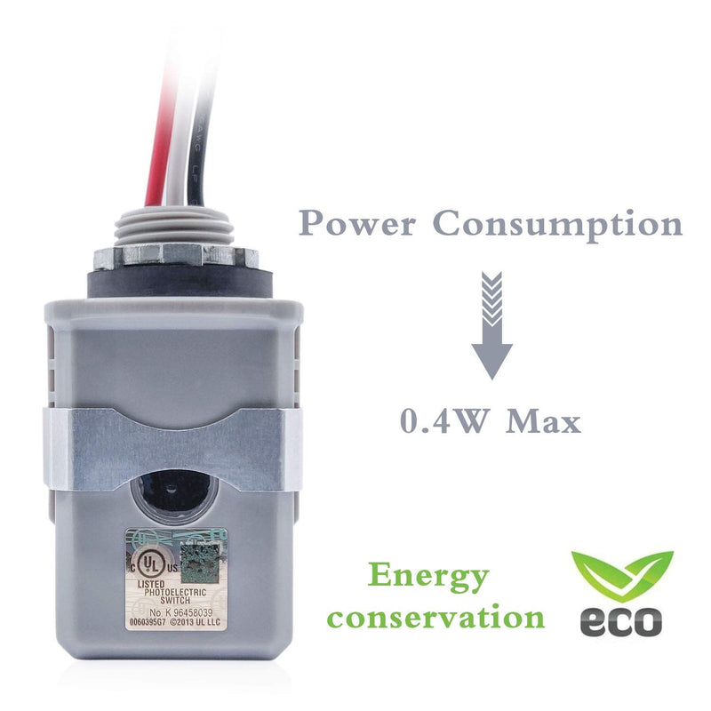 Outdoor Photoelectric Switch Wire-in photocell Stem-Mount Light Control with Photocell Light Sensor
