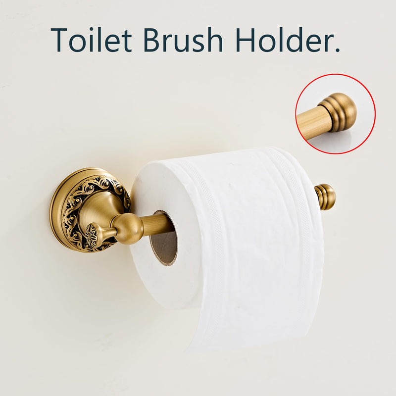 Brass Gold Toilet Paper Holder, Antique Hand Towel Ring Retro Hand Towel Holder Tissue Roll Paper Hanger Paper Towel Holder Wall Mounted Vintage 2 Pieces