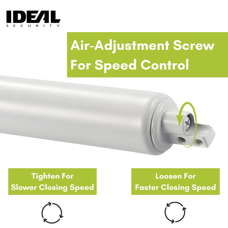 Ideal Security 9GL Bundle Standard Storm Door Closer with GL Lever Handle Set, Adjustable Speed, Smooth Closing for Lightweight to Medium Doors, White