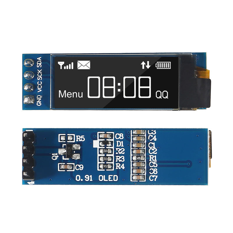4pcs I2C Display Module 0.91 Inch I2C OLED Display Module I2C OLED Screen Driver DC 3.3V~5V 4PINS for Arduino ESP32 ESP8266 AVR PIC STM32 for Raspberry pi (10pcs White) 10pcs White