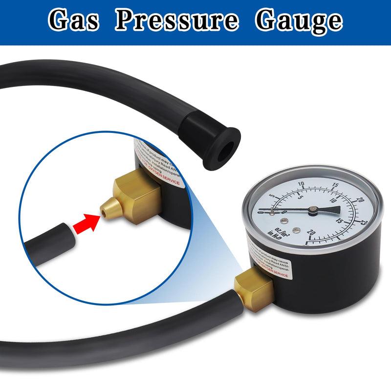 Manometer Gas Pressure Tester 0-35'' WC Natural or LP Gas Pressure Test Kit Natural Gas Meter Manifold Gauge with 1/8" NPT Brass Fitting Barbed Connection and 40" Hose Clamp