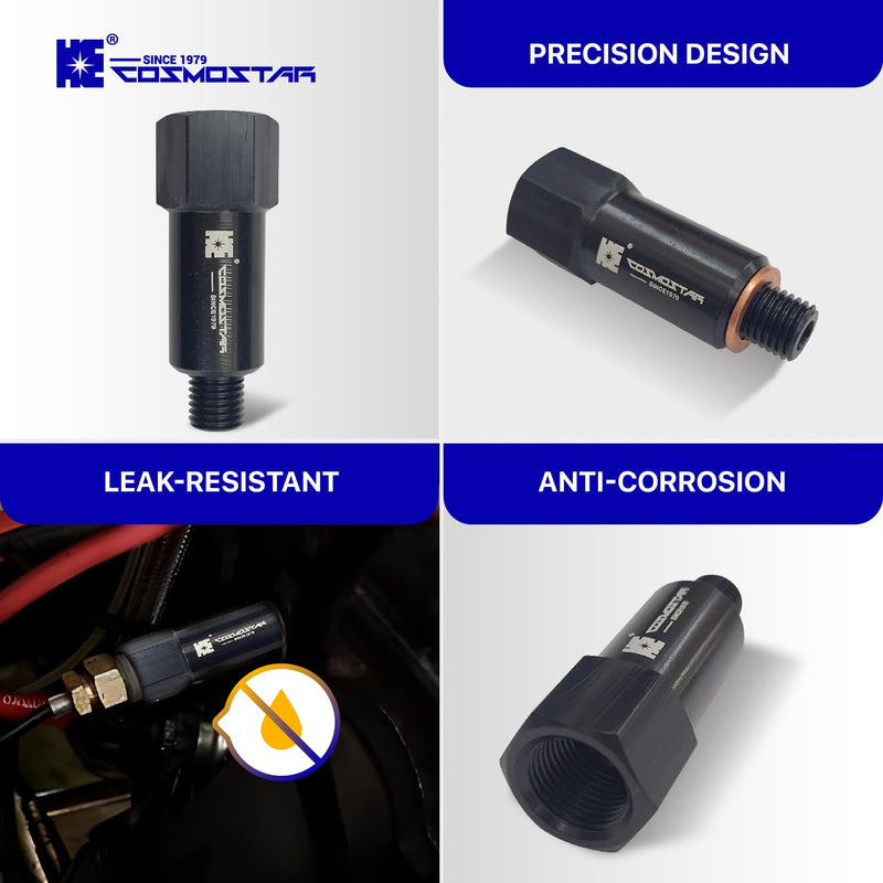 Cosmostar Coolant Water Temperature Sensor Adapter – M12-1.5 Male to 3/8" NPT Female, 1.7" Extended Length, Aluminum Alloy, Compatible with GM LS Engines LSX LS1 LS3 LS2 LM4 LM7 L76 LQ9 LR4 LS6 L92
