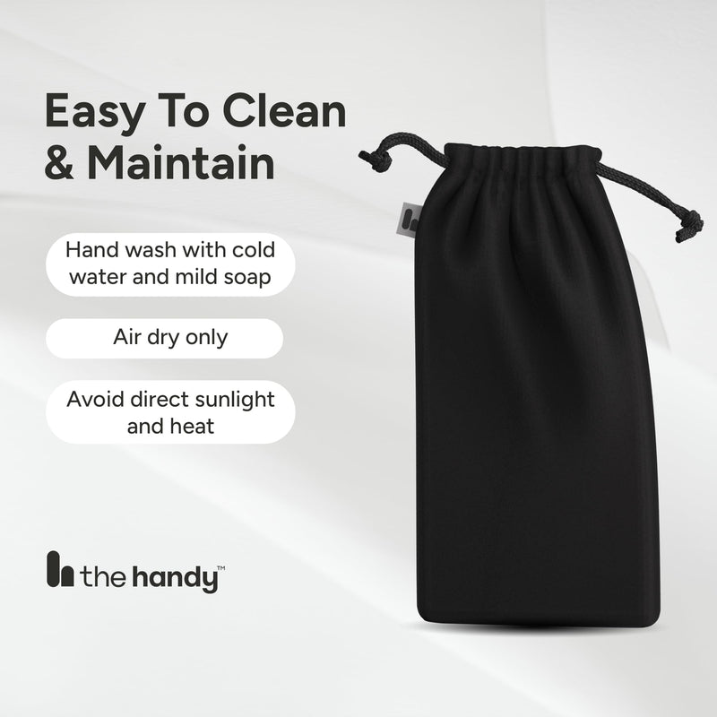 The Handy | Pouch Storage Bag Drawstring Velvet Protective Travel Case | Soft-lined interior guards against dust and scratches, discreet cinch-top closure, and a compact, easy-to-store design.
