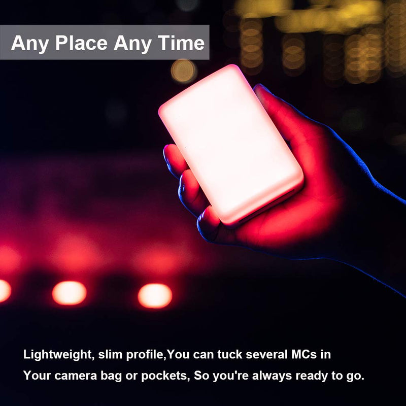 Aputure MC RGBWW On Camera Video Light, CRI/TLCI 96+, Temperature 3200K-6500K, HSI Mode,Support Magnetic Attraction and App with USB-C PD and Wireless Charging