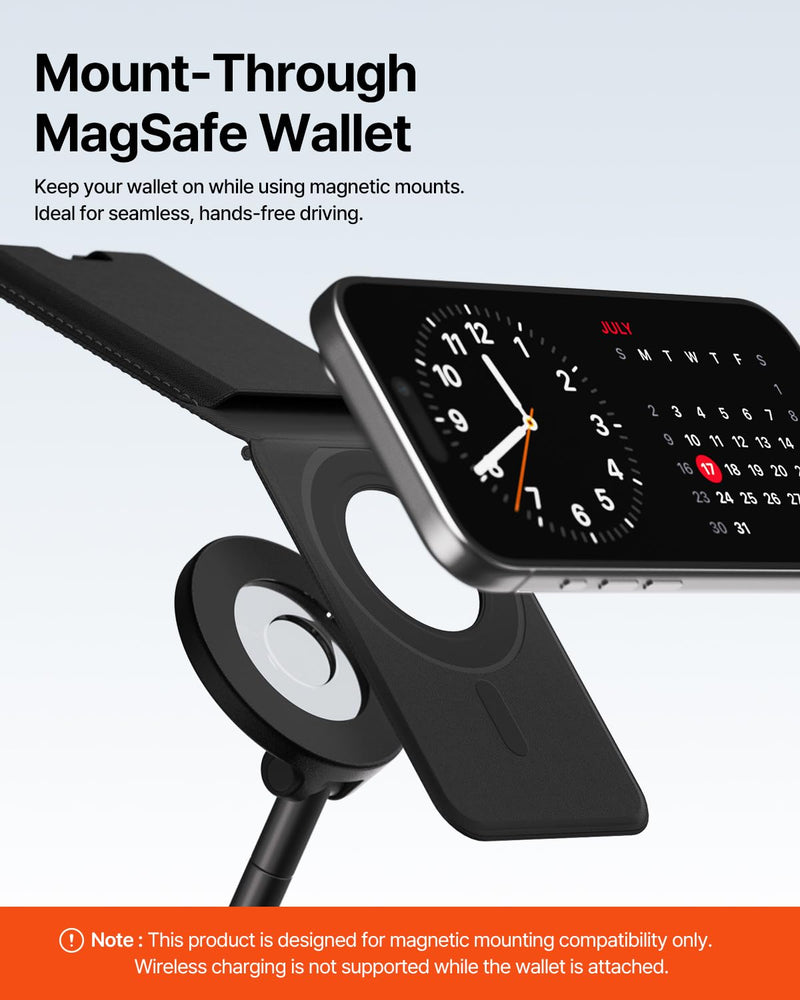Sinjimoru Magnetic Wallet Stand for MagSafe, 3-Card Holder, Black | M-Viica Stand, adjustable stand, car mount compatible, slim lightweight design, fits iPhone 17-12
