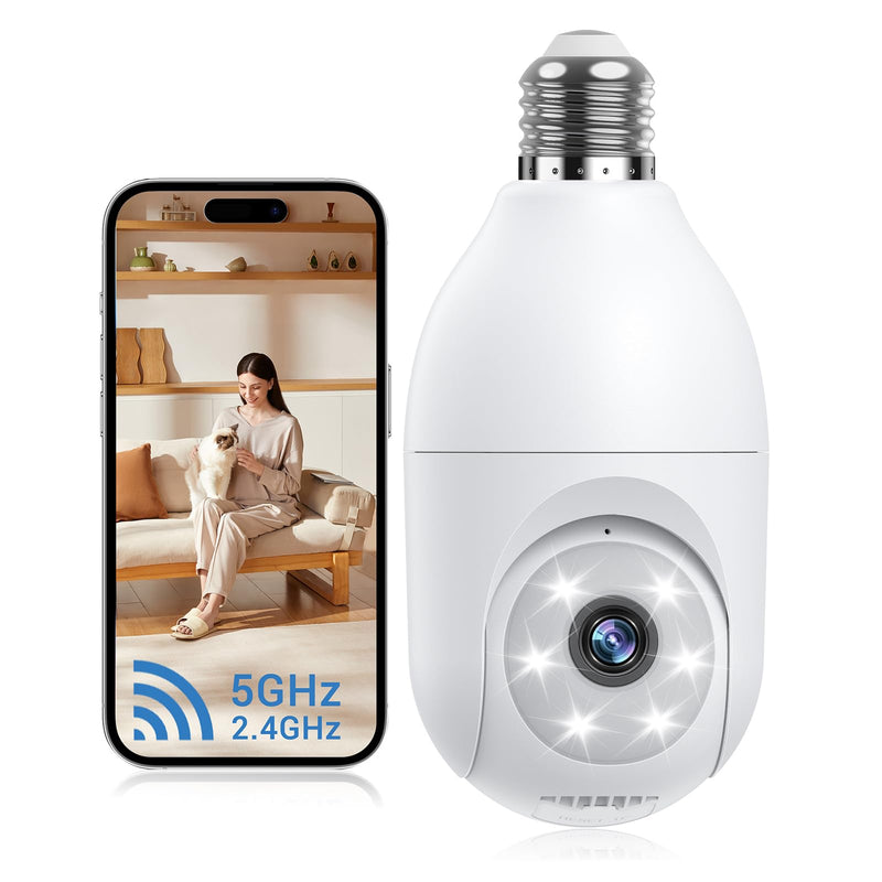 Rocktone 2 PACK Indoor/Outdoor Security Camera for Home and 1 PACK Light Bulb Camera